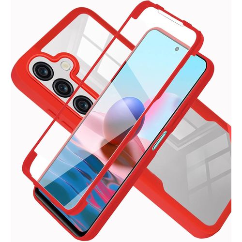 Coque 360° Double Couche Antichoc Pour Samsung Galaxy A56 5g / A36 5g - Protection D'écran Intégrée, Transparente & Rouge, Antirayures Et Antidérapante