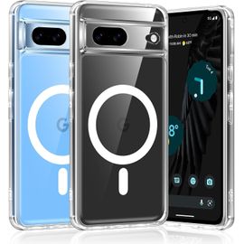 Coque Google Pixel 7 5g - Dos Pc Transparent & Bumper Tpu Antichoc, Compatible Recharge Sans Fil Et Accessoires Magnétiques (Magsafe), Anti-Rayures, Protection Écran Et Coins