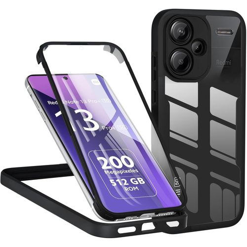 Coque 360° Pour Xiaomi Redmi Note 13 Pro Plus 5g - Protection Écran Intégrée, Double Face Transparente, Bumper Tpu Antichoc Noir