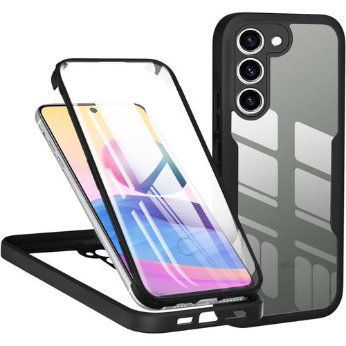 Coque Pour Samsung Galaxy S25 / S24, Antichoc Housse Avec Protecteur D'écran Intégré, Étui De Téléphone 360 Protection Complet Double Face Transparent Bumper Intégrale Case - Noir