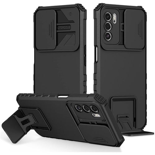 Coque 360° Hybride Antichoc Pour Oppo A16 / A54s / A16s - Double Couche Tpu+Pc, Bumper Renforcé, Protection Caméra & Fonction Support, Noir