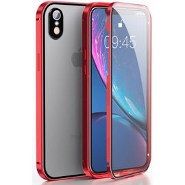 Coque Compatible Iphone Xr (6.1"") Protection 360° Antichoc Rouge - Bumper Aluminium, Verre Trempé Avant/Arrière Et Protection D'écran Intégrée