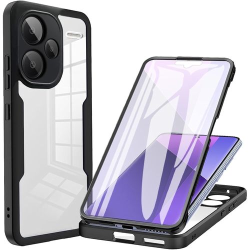 Coque 2-En-1 Xiaomi Redmi Note 13 Pro Plus 5g ¿ Housse Hybride Tpu+Pc 360° Full Body Avec Protection D'écran Intégrée, Anti-Chocs Et Anti-Rayures (Transparent/Noir)