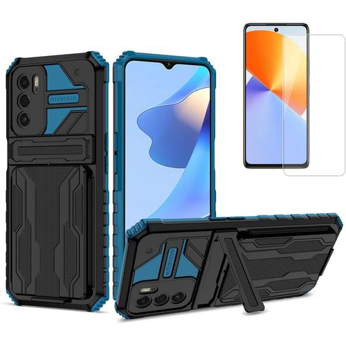 Coque Compatible Oppo A16 (Cph2269) + Protection Écran En Verre Trempé - Bleu
