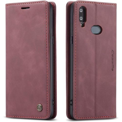Coque Compatible Avec Samsung Galaxy A10s,Etui En Cuir Flip Housse Portefeuille Avec Magnetique Case Bumper Coque-Rouge