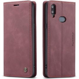 Coque Compatible Avec Samsung Galaxy A10s,Etui En Cuir Flip Housse Portefeuille Avec Magnetique Case Bumper Coque-Rouge