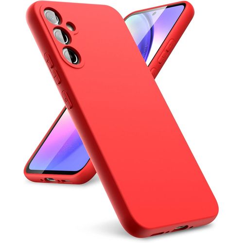 Coque Compatible Samsung Galaxy A54 5g ¿ Silicone Liquide Ultra-Souple, Intérieur Microfibre, Antichoc Avec Bords Surélevés Pour Protection Appareil Photo, Rouge