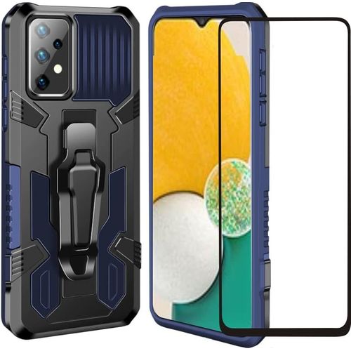Coque Compatible Samsung Galaxy A13 5g / A13 4g / M13 5g / A04s - Bleu, Double Couche Tpu+Pc, Protection Militaire, Protecteur D'écran Hd, Clip Ceinture Et Support