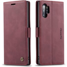 Coque Compatible Avec Samsung Galaxy Note 10 Plus,Anti-Choc Housse En Cuir Premium Flip Case Portefeuille Etui,Vin Rouge