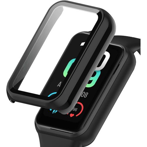 Coque De Protection Compatible Amazfit Band 7 Avec Verre Trempé 9h - Protection Intégrale Écran Et Boîtier, Ultra-Fin, Noir
