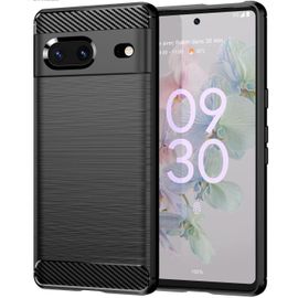 Coque Google Pixel 7 (6,3 Pouces) - Tpu Souple Effet Fibre De Carbone, Anti-Chocs Et Anti-Rayures, Protection Fine Et Légère - Noir