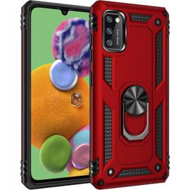 Coque Et Verre Trempé 3d Pour Samsung Galaxy A41 (2020) ¿ Bumper Tpu Mat Anti-Chocs Style Militaire Avec Support ¿ Protection Intégrale Rouge