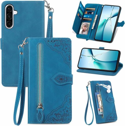 acdsgd-Coque pour Samsung Galaxy A36 5G, Étui Housse en Cuir PU à Rabat avec Porte Carte, Chiusura MagnétiqueMotif de Fleur Flip Cover TPU Case Antichoc Portefeuille pour Galaxy A36 5G, Bleu