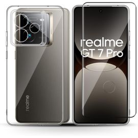 Coque Gel Silicone Souple + 1 Verre Trempé 9h Pour Realme Gt 7 Pro, Protection Écran Hd Slim Anti-Rayures