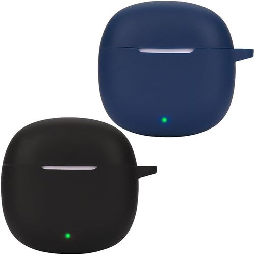Coque Étui Silicone Compatible Honor Earbuds X6 - Recharge Sans Fil Compatible - Protection Antichoc 360° Avec Motif 3d Mignon Et Mousqueton - Noir/Bleu