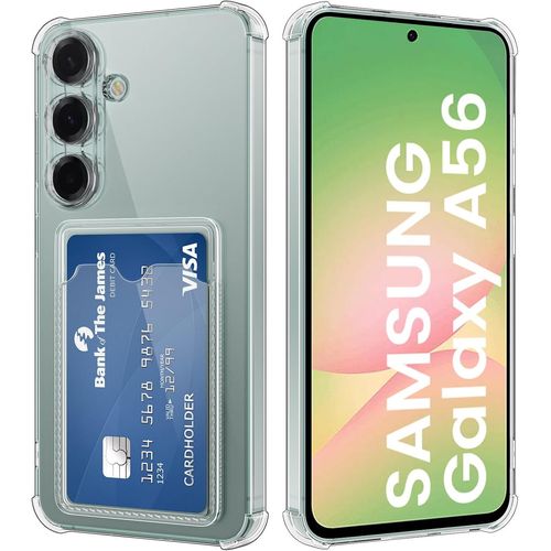 Coque En Silicone Transparente Pour Samsung Galaxy A56 - Porte-Cartes, 4 Coins Renforcés Anti-Chute, Tpu Airbag Anti-Chocs Et Anti-Rayures, Style Portefeuille