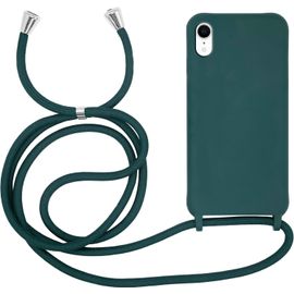 Coque De Protection Iphone Xr En Silicone Tpu Souple Avec Lanière Réglable Et Cordon Portable - Vert Foncé