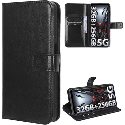 Coque Doogee S200/S200x/S200 Plus - Étui Portefeuille Pu Premium Avec Intérieur Tpu Anti-Choc, 3 Emplacements Cartes + Poche Billets, Fermeture Magnétique Et Support - Noir