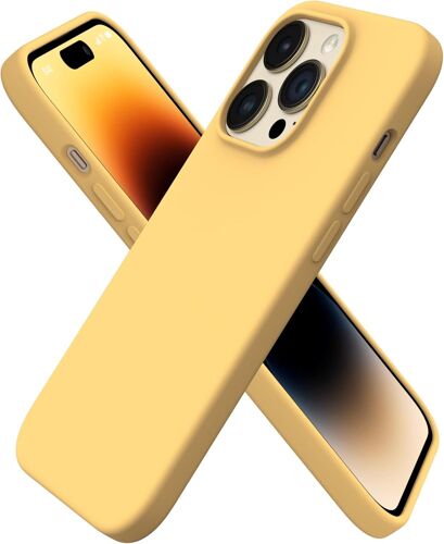 Coque pour iPhone 14 Pro, Coque en Silicone Liquide (pour iPhone 14 Pro)(6,1""), Étui iPhone 14 Pro Fine, Housse iPhone 14 Pro Antichoc - Jaune