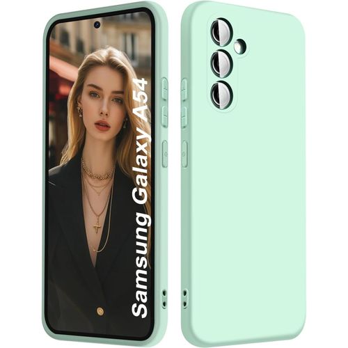 Coque Samsung Galaxy A54 5g - Housse Silicone Liquide Très Fine Antichoc Avec Bords Surélevés Et Doublure Microfibre Pour Protection Intégrale - Vert Menthe