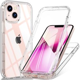 Coque Iphone 13 Mini 360° Avec Protecteur D'écran Intégré, Anti-Choc Mil-Std En Tpu Transparent, Coins Renforcés, Toucher Sensible, Compatible Charge Sans Fil