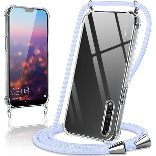 Coque Huawei P20 Pro 6.1 ¿ Tpu Souple Transparent Avec Lanière Réglable Tour De Cou 1,6 M En Paracorde, Coins Renforcés Anti¿Choc, Violet