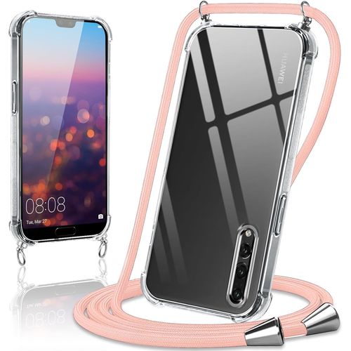 Coque Transparente Souple Tpu Pour Huawei P20 Pro 6.1 - Housse Antichoc Avec Lanière Réglable Et Cordon Durable (Or Rose)