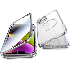 Coque 360° Pour Iphone 14 (6,1"") ¿ Protection Totale Avant Verre & Pare-Chocs Métal, Arrière Givré Anti-Empreintes, Adsorption Magnétique Compatible Magsafe, Antichoc, Installation Facile