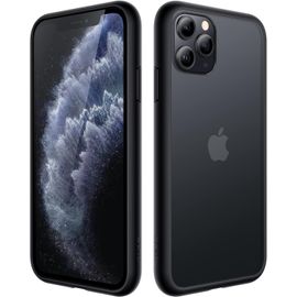 Coque Iphone 11 Pro Max 6,5 Pouces - Antichoc Niveau Militaire, Dos Translucide Mat Anti-Traces, Bords Surélevés Écran Et Caméra, Profil Slim - Noir