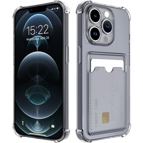 Coque pour iPhone 12 Pro avec Porte Cartes, Souple TPU Silicone Transparente Protection de la Cam¿¿ra ?tui Portefeuille Lentille Anti-Rayures Carte Housse, Noir
