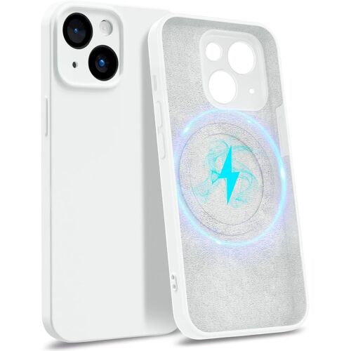 SJZG-Coque Pour Iphone 14 [ Compatible Avec Magsafe - Quadruple Protection ] - Case Rigide Avec Doublure Microfibre & Protection Caméra - Cover Blanc