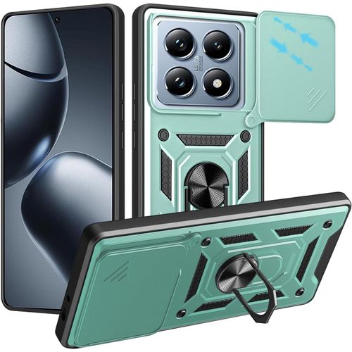 Coque Hybride Pc/Tpu Anti¿Choc Pour Xiaomi 14t 5g (6,67"") ¿ Protection Caméra Coulissante Et Anneau¿Support ¿ Vert