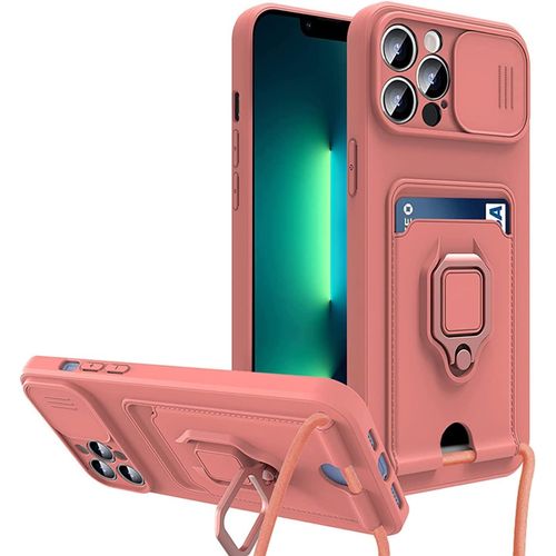 Coque Iphone 6 Plus/7 Plus/8 Plus - Silicone Tpu Anti-Chocs Avec Protection Caméra Coulissante, Porte¿Carte, Support Anneau Et Bandoulière Réglable Amovible
