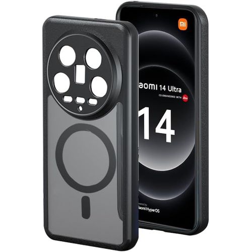 Coque Compatible Magsafe Pour Xiaomi 14 Ultra 5g ¿ Magnétique Antichoc Ultra-Fine, Dos Mat Anti-Empreintes, Protection Caméra Rehaussée, Boutons 3d, Noir
