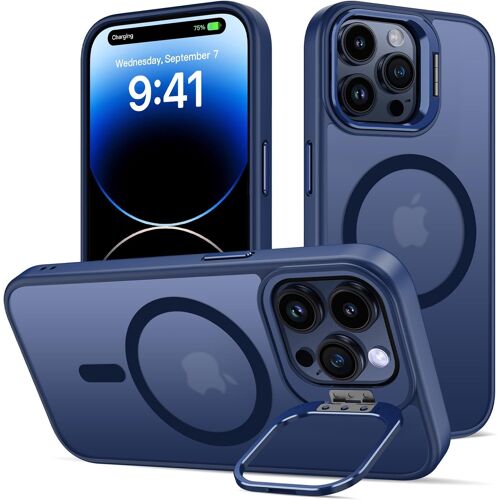 SJZG-Coque Pour Iphone 14 Pro Max Magnétique Compatible Avec Magsafe, Béquille De Caméra En Métal Invisible, Protection Militaire Antichoc Etui Résistant Aux Rayures Translucide Mat Arrière Case, Sap