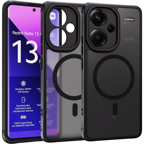 Coque Compatible Magsafe Pour Xiaomi Redmi Note 13 Pro Plus 5g - Magnétique Tpu Souple Antichoc, Protection Objectif Anti-Rayures, Dos Mat Anti-Traces, Coins Airbag, Noir