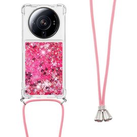 Coque Liquide Paillettes Avec Cordon Réglable Pour Xiaomi 12 Ultra/12s Ultra, Tpu Transparent Sable Mouvant Brillant, Bords Renforcés Anti-Choc, Bandoulière 1,5 M