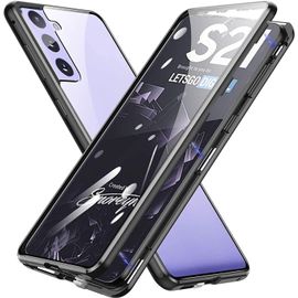 Coque Magnétique 360° Pour Samsung Galaxy S21 Fe 4g/5g ¿ Cadre Métal 2-En-1 Avec Double Face En Verre Trempé, Protection Complète Et Compatible Charge Sans Fil