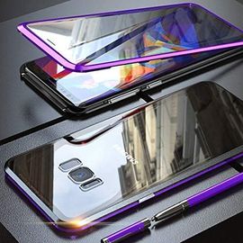 Coque Magnétique 360° Pour Samsung Galaxy S8, Verre Trempé Avant/Arrière, Cadre Aluminium Métal, Fermeture Aimantée Forte, Protection Intégrale, Compatible Charge Sans Fil