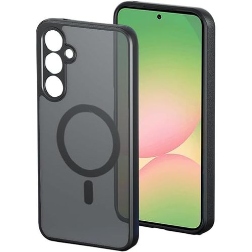 Coque Magnétique Compatible Magsafe Pour Samsung Galaxy A56 5g ¿ Finition Mate Translucide, Protection Caméra Surélevée, Antichocs, Anti¿Empreintes, Fine, Noir