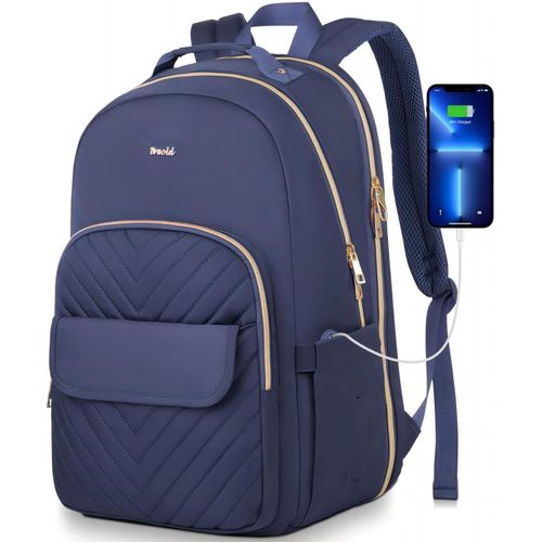 Sac À Dos Scolaire Filles 17,3"" Sac À Dos Femme Pour Ordinateur Portable,Sac D'École Pour Études Universitaires Voyage Avec Port Usb[COM915235]
