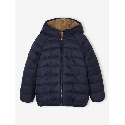 Doudoune À Capuche Réversible Garçon Matelassée Et Sherpa Moka