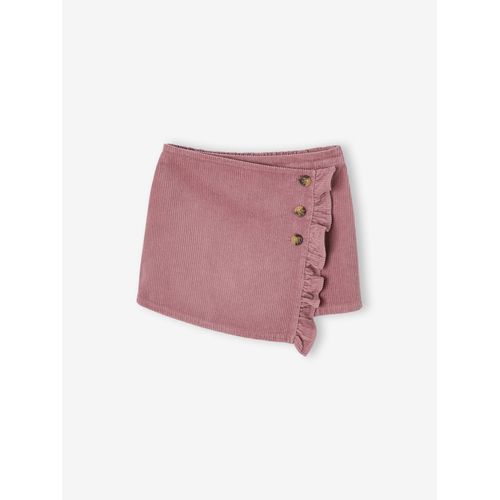 Jupe-Short En Velours Côtelé Fille Effet Portefeuille Vieux Rose