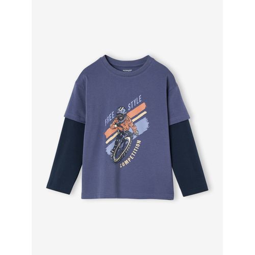 Tee-Shirt Effet Doubles Manches Garçon Bleu