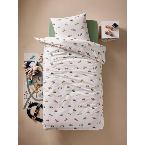 Parure Housse De Couette Enfant Et Taie Oreiller Chantier, Avec Coton Recyclé Multicolore