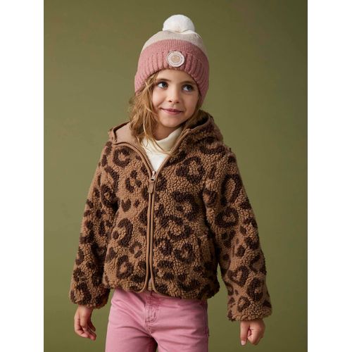 Veste À Capuche En Sherpa Imprimée Léopard Fille Marron Imprimé