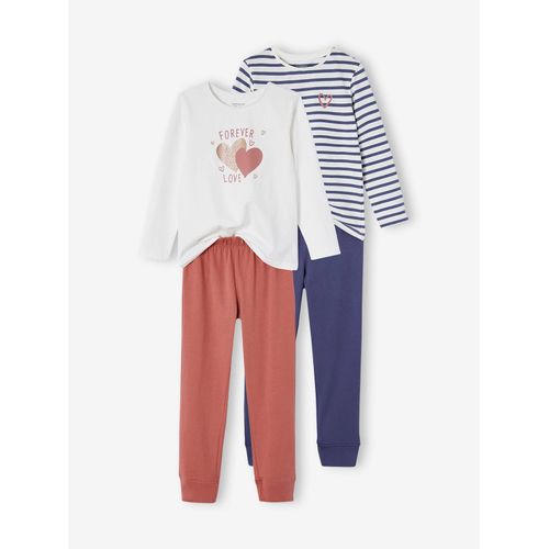 Lot 2 De Pyjamas Coeurs Fille Framboise