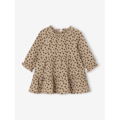 Robe Bébé À Volants En Gaze De Coton Taupe