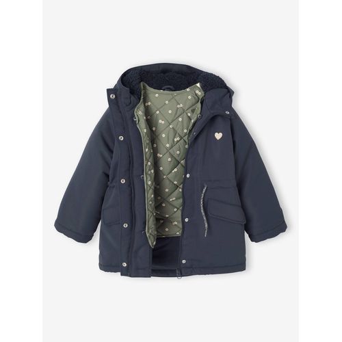 Parka À Capuche 3 En 1 Fille Parka + Veste Matelassée Marine
