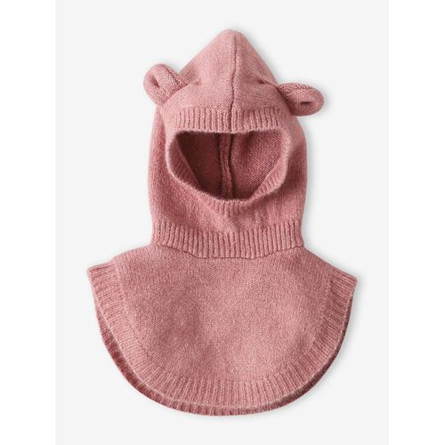 Cagoule Avec Plastron Bébé Fille En Maille Rose Pâle